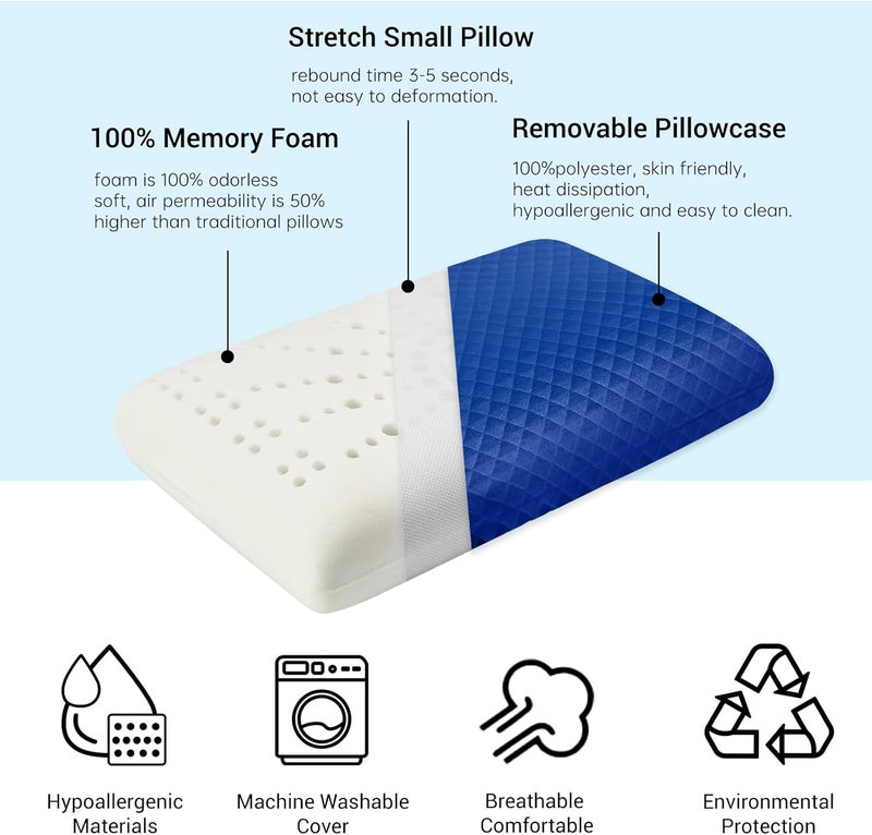 LSFFM Camping Pillow Memory Foam, Easy to Fold, Camping Essentials, Small Travel Pillows with Portable Bag, Hiking Pillow for Backpacking, Anti-Pilling Pillow Cover (Blue) - Image 4